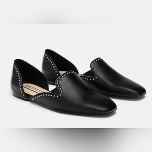 Zara Black Women's Loafers with Silver Studs